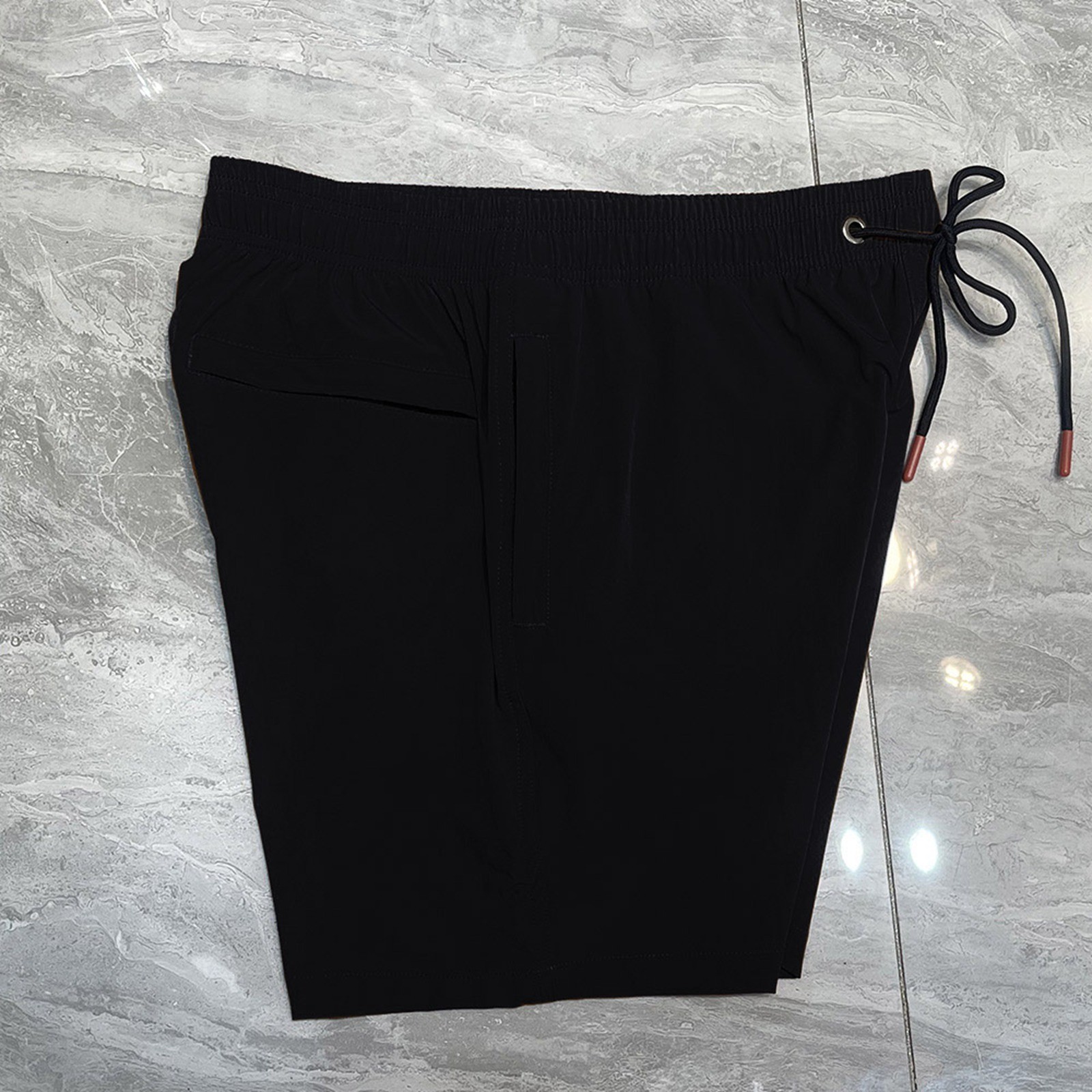 thumbnail image 4 of Pantalones de playa de nylon elástico en 4 direcciones para hombre - Pantalones cortos de baño holgados de talla grande con bolsillos - Cintura elástica transpirable para resorts costeros, 4 of 7